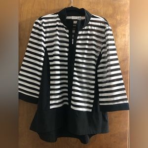 - WEEKENDS by Chico’s full zip jacket Size 3 (XL/16) Black and white strip…